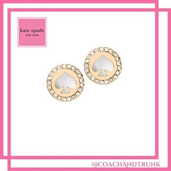 KATE SPADE Gold Spot The Spade Pave Halo Spade Stud Earrings Dust Bag Included - Picture 1 of 7